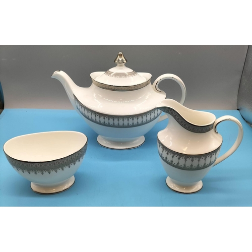 154 - Unused Rare Royal Doulton Archives 'Piper Platinum' Teapot, Milk and Sugar. Made in England 2002.