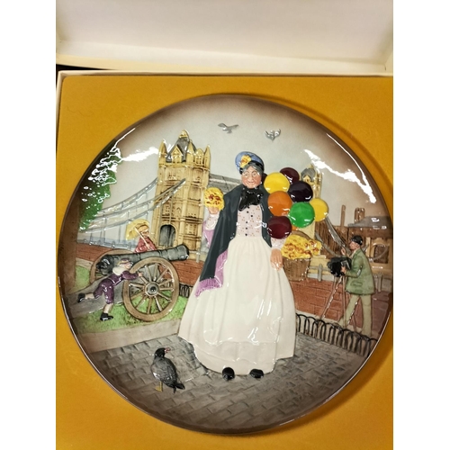 408 - Royal Doulton Collectors Plates (3) - Balloon Man, Balloon Lady and Biddy Penny Farthing. 2 Boxed.