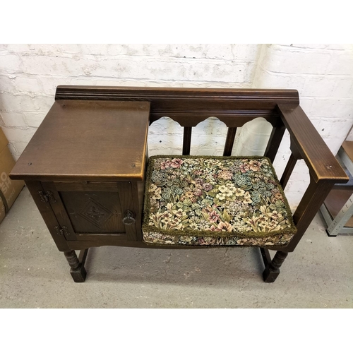 471 - Vintage 1970s Priory Style Telephone Table. 91cm x 43cm x 72cm. This Lot is Collection Only.