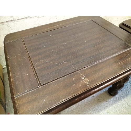 539 - 2 x Small Coffee Tables. Require Attention. 42cm High, 67cm x 54cm. This Lot is Collection Only.