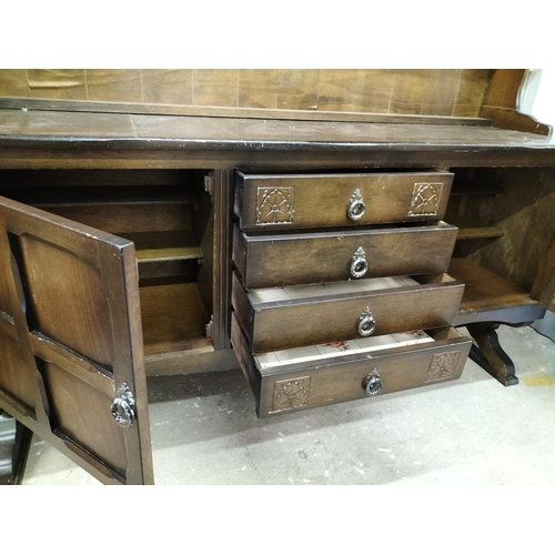 540 - Wooden Side Board with 4 Drawers and 2 Cupboards plus Separate Plate Display Rack. Sideboard measure... 