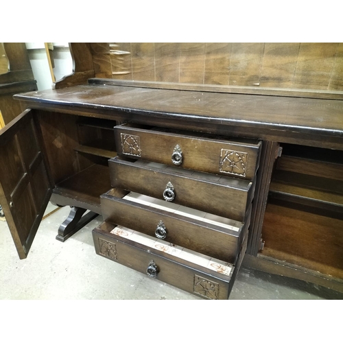 540 - Wooden Side Board with 4 Drawers and 2 Cupboards plus Separate Plate Display Rack. Sideboard measure... 