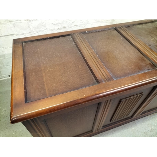 541 - Blanket Chest with Vintage Lining. 52cm High, 91cm x 45cm. This Lot is Collection Only.