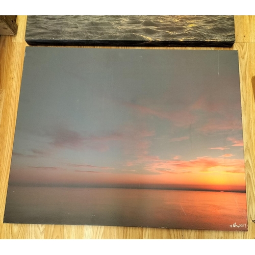 548 - 3 x Large Canvas Prints - Sunrise, Sunset and Ship at Dawn. 78cm x 62cm. This Lot is Collection Only... 