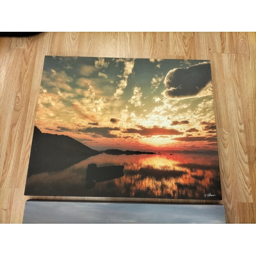 548 - 3 x Large Canvas Prints - Sunrise, Sunset and Ship at Dawn. 78cm x 62cm. This Lot is Collection Only... 