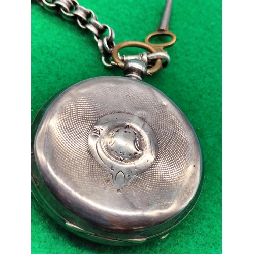 12 - Silver 935 Kendal & Dent, London Pocket Watch (W/O) with Silver Hallmarked Fob, Key and White Metal ... 