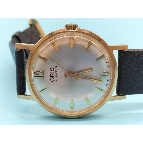 13 - Oris Gent's Mechanical 17 Jewels Gold Plated Watch W/O.