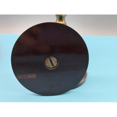 126 - Pair of 20cm Brass Art Deco Candlesticks with Bakelite Bases.