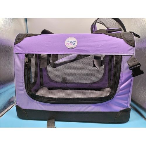 119 - Huggle Pets Purple Foldable Fabric Pet Carrier. 36cm High, 49cm x 32cm.