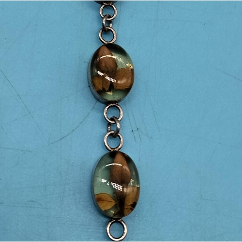 135 - 925 Silver and Glass Bead Bracelet. 21cm Long.