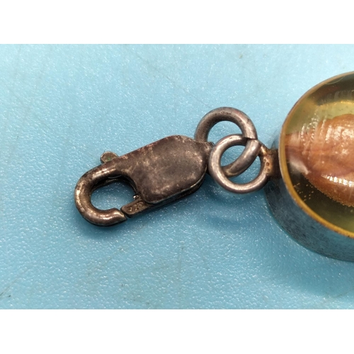 135 - 925 Silver and Glass Bead Bracelet. 21cm Long.