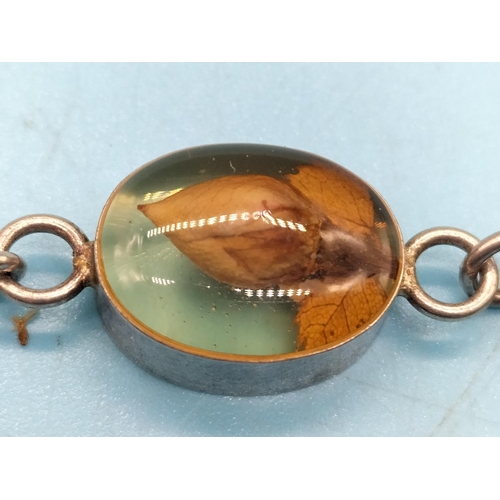 135 - 925 Silver and Glass Bead Bracelet. 21cm Long.