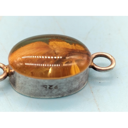 135 - 925 Silver and Glass Bead Bracelet. 21cm Long.