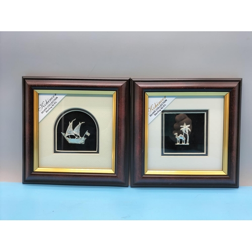 140 - 2 x Framed 925 Silver Figures. 18cm x 18cm.