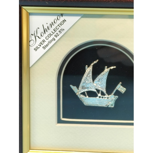 140 - 2 x Framed 925 Silver Figures. 18cm x 18cm.