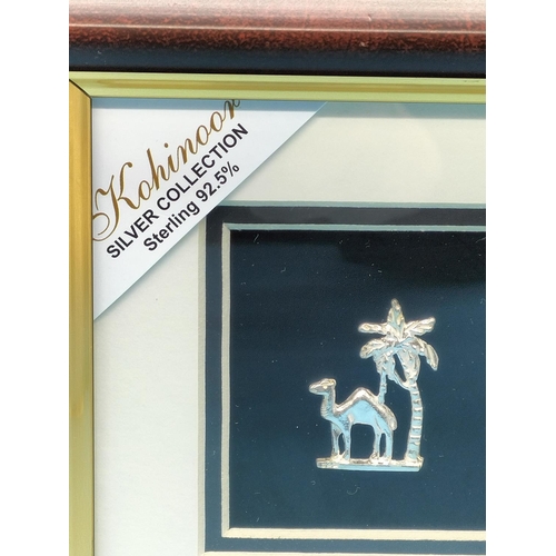 140 - 2 x Framed 925 Silver Figures. 18cm x 18cm.