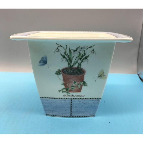 145 - Wedgwood Vase and 'Snowdrop' Planter (16cm High, 20cm Diameter) in the 'Sarah's Garden' Pattern.