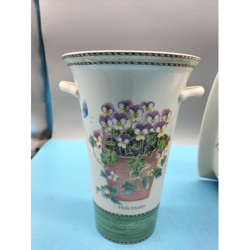 145 - Wedgwood Vase and 'Snowdrop' Planter (16cm High, 20cm Diameter) in the 'Sarah's Garden' Pattern.