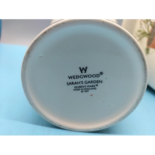 145 - Wedgwood Vase and 'Snowdrop' Planter (16cm High, 20cm Diameter) in the 'Sarah's Garden' Pattern.