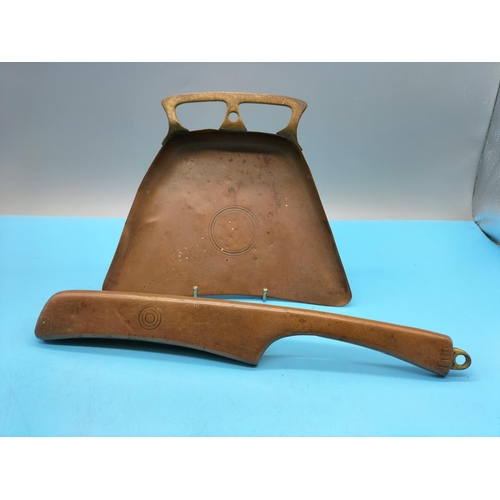153 - Vintage Art Nouveau Copper Crumb Tray and Brush. 29cm Long.