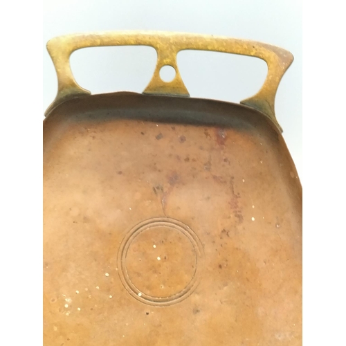 153 - Vintage Art Nouveau Copper Crumb Tray and Brush. 29cm Long.