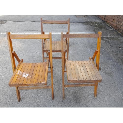 163 - 3 x 1930s Fold up Wooden Chairs. 80cm High, 46cm x 46cm. Seat Height 46cm. This Lot is Collection On... 