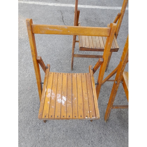163 - 3 x 1930s Fold up Wooden Chairs. 80cm High, 46cm x 46cm. Seat Height 46cm. This Lot is Collection On... 