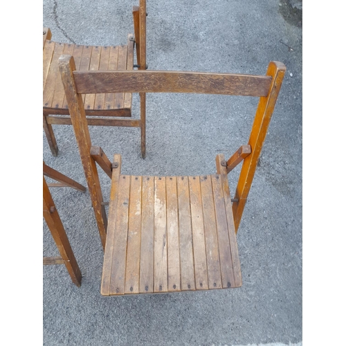 163 - 3 x 1930s Fold up Wooden Chairs. 80cm High, 46cm x 46cm. Seat Height 46cm. This Lot is Collection On... 