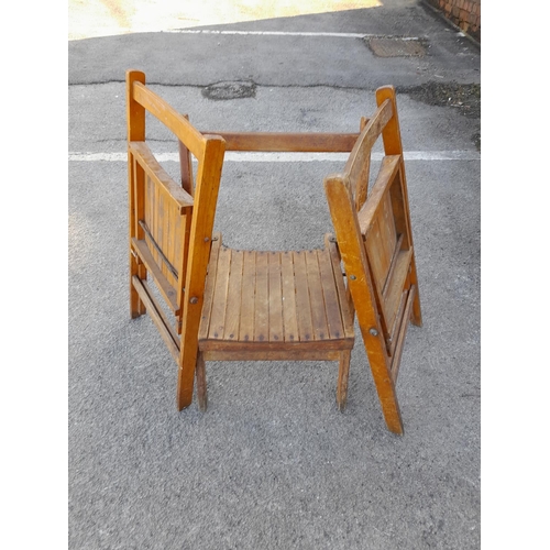 163 - 3 x 1930s Fold up Wooden Chairs. 80cm High, 46cm x 46cm. Seat Height 46cm. This Lot is Collection On... 