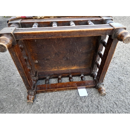 165 - Small Victorian Dark Oak Footstool. 15cm High, 30cm x 25cm.