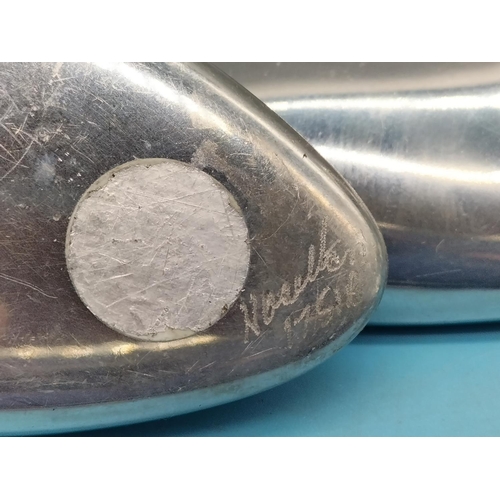 192 - Polished Aluminium Duck Figures (3). Signed to Bases. Largest being 5.5cm High x 15cm.