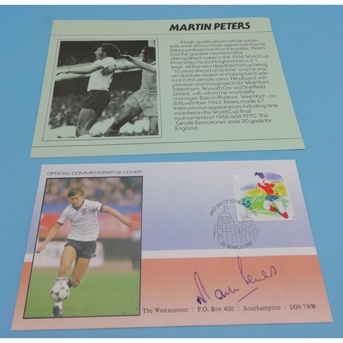 35A - Signed by Martin Peters 'Wembley 1988' First Day Cover. With Information Card.