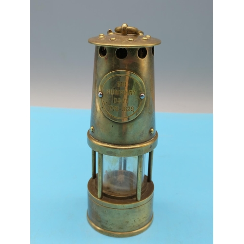 367 - Sir Humphrey Davy 1778-1829 Brass Miner's Lamp. 12cm High.