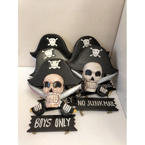 369 - Set of 5 Skull and Crossbow Plaques. 43cm x 32cm.