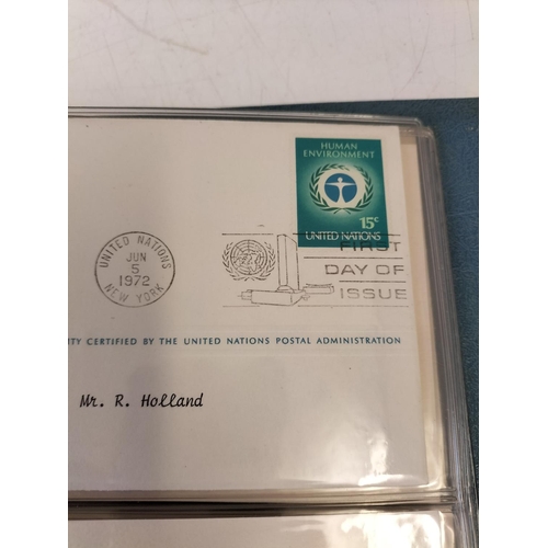 113 - 1972 Official United Nations Medallic First Day covers containing 5 x First Edition Sterling Silver ... 