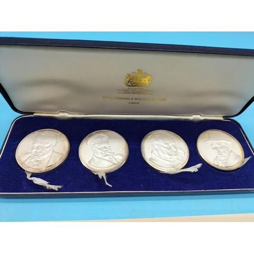 1 - Toye, Kenning & Spencer Limited Certified Box Set of Sterling Silver Churchill Centenary 1974 Medals... 