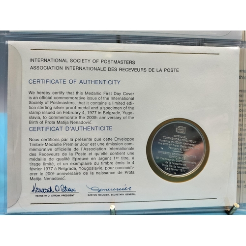 100 - 1977 International Society of Postmasters Official Commemorative Issue First Day Covers with Sterlin... 
