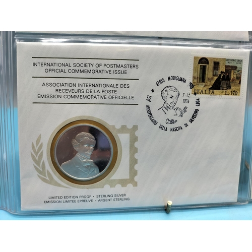 101 - 1976 International Society of Postmasters Official Commemorative Issue First Day Covers with Sterlin... 