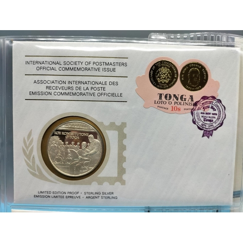 107 - 1975 International Society of Postmasters Official Commemorative Issue First Day Covers with Sterlin... 