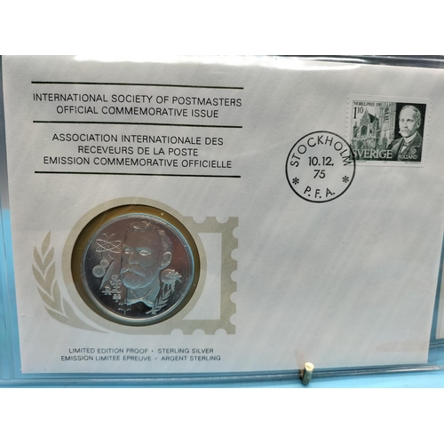 107 - 1975 International Society of Postmasters Official Commemorative Issue First Day Covers with Sterlin... 