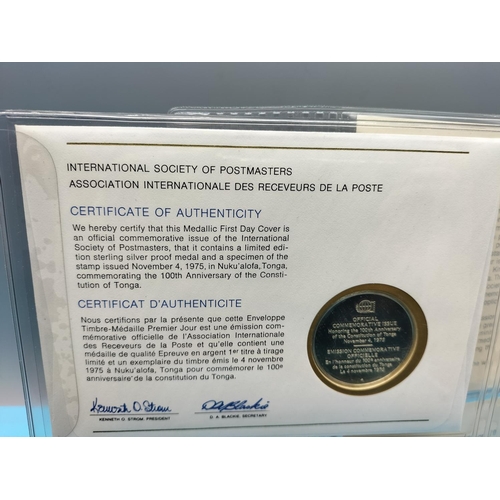 107 - 1975 International Society of Postmasters Official Commemorative Issue First Day Covers with Sterlin... 