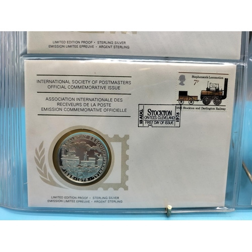109 - 1975 International Society of Postmasters Official Commemorative Issue First Day Covers with Sterlin... 