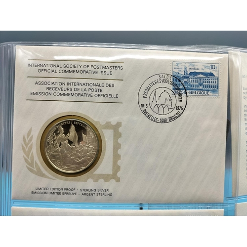 110 - 1975 International Society of Postmasters Official Commemorative Issue First Day Covers with Sterlin... 