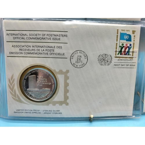110 - 1975 International Society of Postmasters Official Commemorative Issue First Day Covers with Sterlin... 