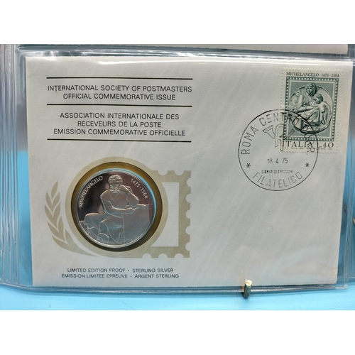 111 - 1975 International Society of Postmasters Official Commemorative Issue First Day Covers with Sterlin... 