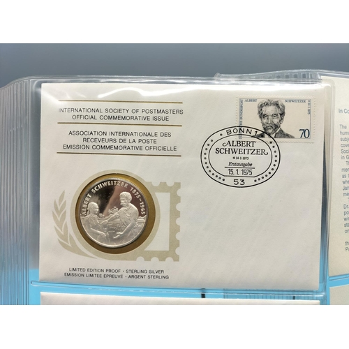 112 - 1975 International Society of Postmasters Official Commemorative Issue First Day Covers with Sterlin... 