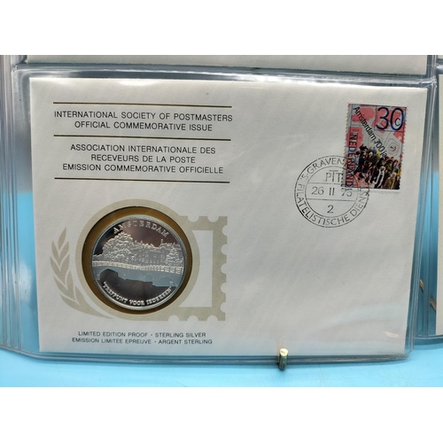112 - 1975 International Society of Postmasters Official Commemorative Issue First Day Covers with Sterlin... 