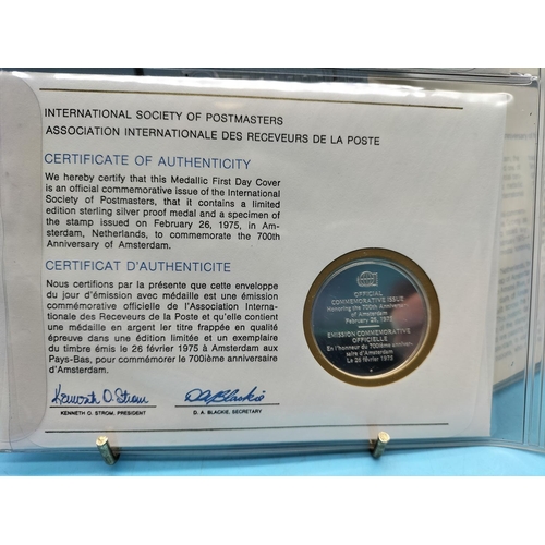 112 - 1975 International Society of Postmasters Official Commemorative Issue First Day Covers with Sterlin... 