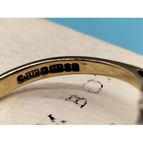 156 - 9ct Gold, Emerald and Diamond Ring. 1.8 Grams. Size M.