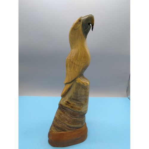 257 - Carved Water Buffalo Horn in the Form of a Parrot. 32cm Tall.